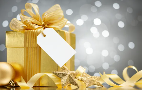 Картинка подарок, новый год, рождество, украшение, золотой, атрибут, декор, упаковка