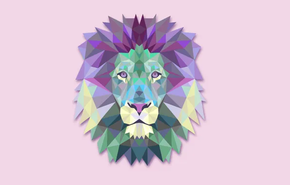 Картинка абстракция, минимализм, лев, светлый фон, lion