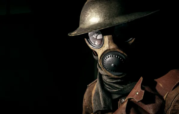 Картинка солдат, противогаз, шлем, Electronic Arts, Battlefield 1