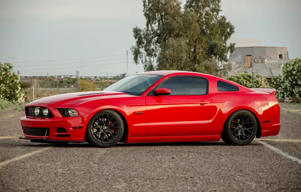 Картинка mustang, red, wheels, ford, black