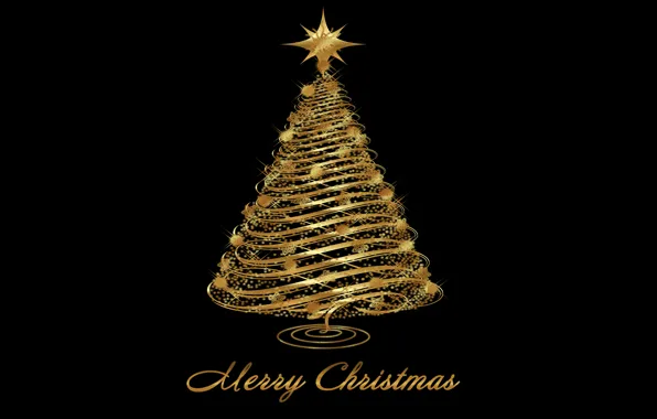 Картинка елка, Новый Год, Рождество, golden, Christmas, tree, New Year, Merry