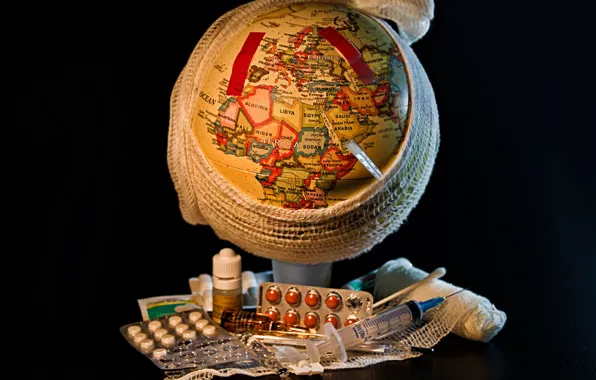Картинка мир, политика, земной шар, глобус, болезнь, лекарства