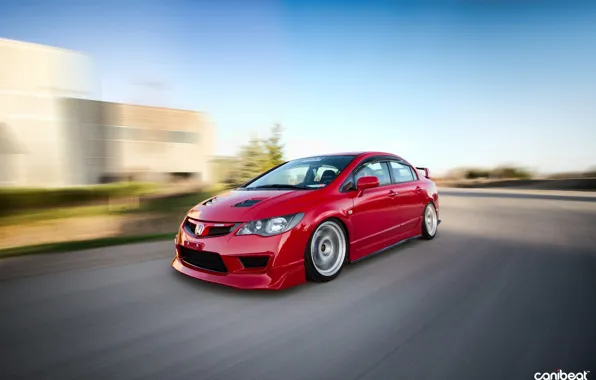Картинка red, honda, jdm, tuning, civic, speed, low, acura, action, stance, mugen, type r, vtec