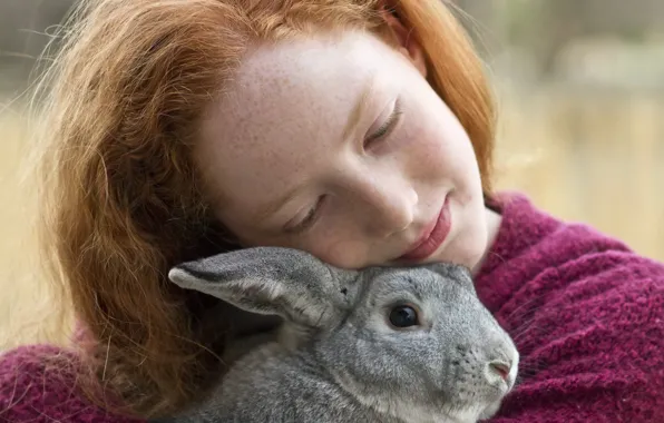 Картинка настроение, кролик, девочка