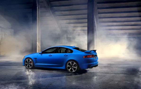 Картинка фото, Jaguar, Голубой, Автомобиль, 2013, Сбоку, XFR-S