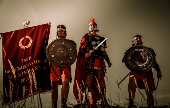Картинка оружие, доспехи, Рим, воины, легионеры, штандарт
