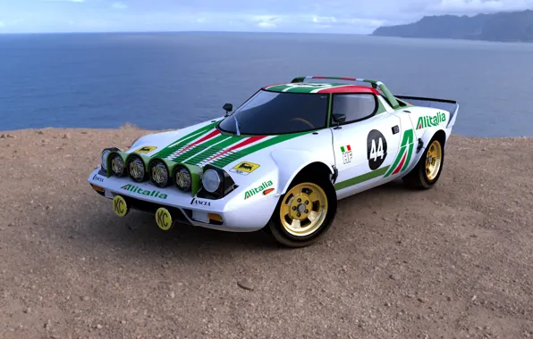 Картинка green, white, Lancia, Stratos