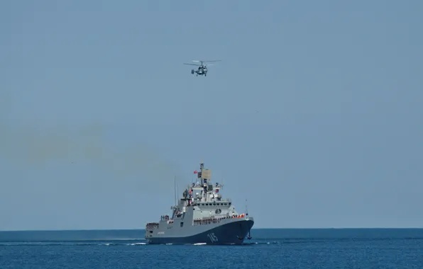 Картинка вертолет, ВМФ, Фрегат, Черное море, &quot;Адмирал Григорович&quot;