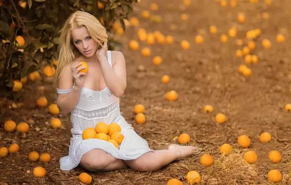 Картинка девушка, апельсины, витамины