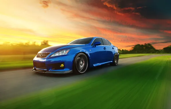 Картинка Lexus, блик, blue, front, speed, IS F
