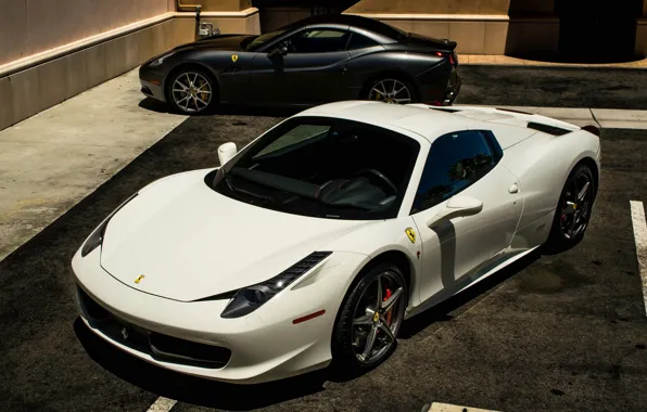Картинка белый, черный, Ferrari, white, california, феррари, black, 458, italia, калифорния, италия