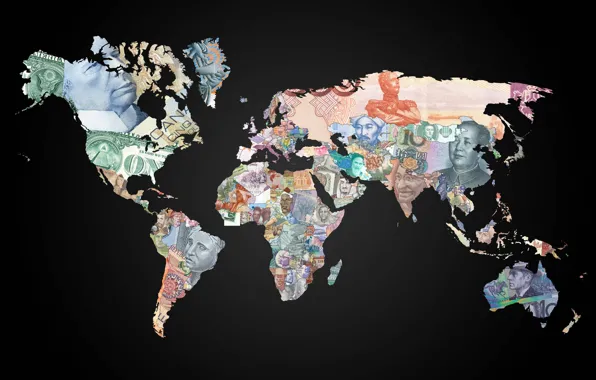 Картинка Карты, Фон, карта мира, Континенты, Валюта, Страны