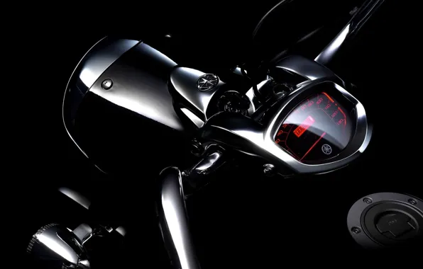 Картинка фон, чёрный, мотоцикл, Yamaha, XVS1300A, круизер, Midnight Star