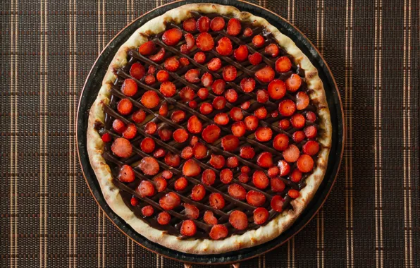 Картинка pizza, chocolate, strawberries, sweet pizza