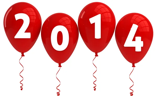 Картинка фон, цифры, new year, 2014, красные шарики