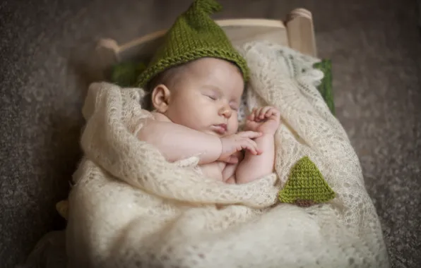 Картинка дети, шапка, сон, малыш, спит, платок, ребёнок, младенец, кроватка
