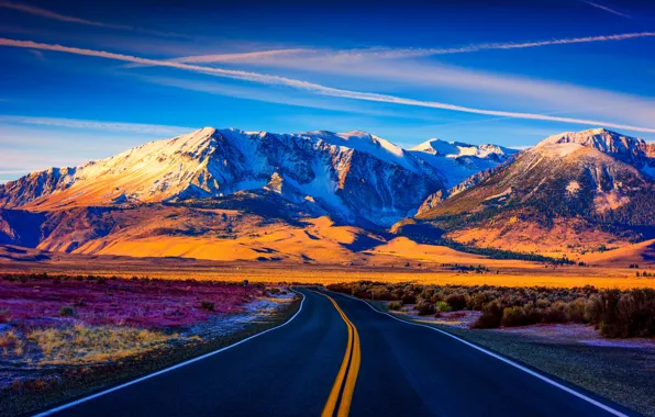 Картинка road, mountains, sunlight