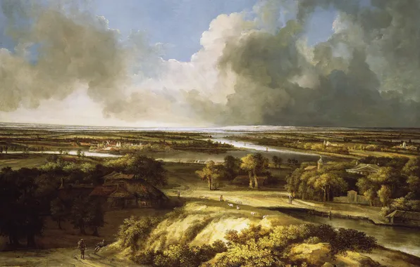 Картинка облака, пейзаж, природа, Панорамный Пейзаж, Конинк Филипс, кавртина