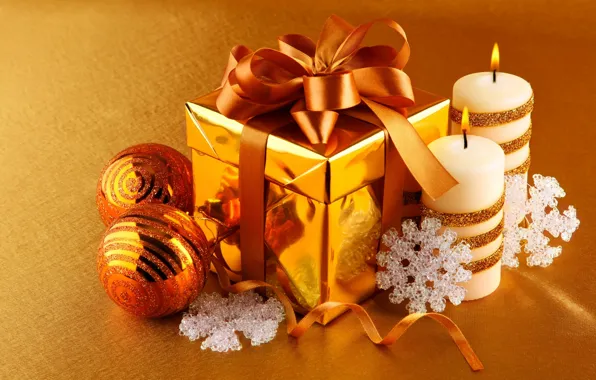 Картинка снежинки, праздник, подарок, игрушки, новый год, свечи, декорации, happy new year, christmas decoration, новогодние обои, …