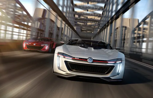 Картинка car, Roadster, concept, Volkswagen, в движении, render, GTI