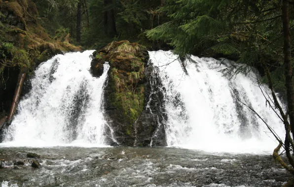 Картинка Alaska, nature, scenery, Waterfall, waterfalls, stream, double waterfall
