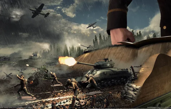 Картинка война, бой, солдаты, генерал, танки, самолёты, game wallpapers, Panzer General Online