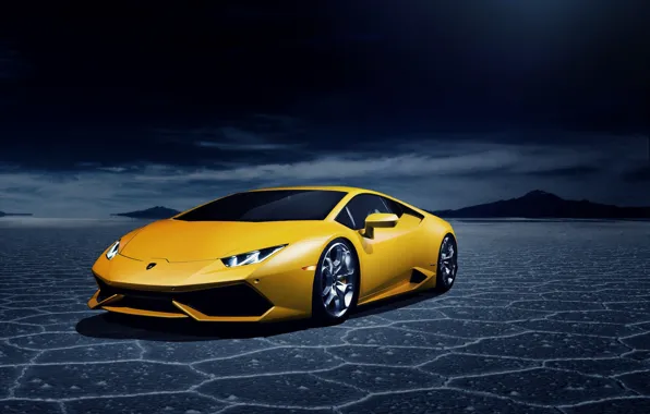 Картинка пустыня, Lamborghini, yellow, LP 610-4, Huracan, LB724
