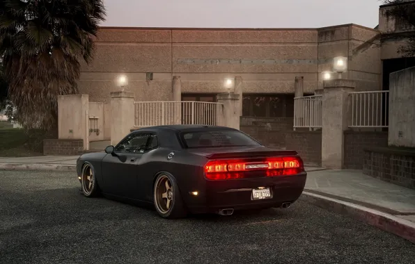 Картинка Muscle, Dodge, Challenger, Car, Black, Tuning, Road, R/T, Wheels, Rear, Ligth