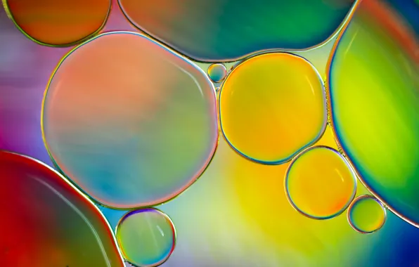 Картинка вода, пузырьки, краски, цвет, масло, жидкость, воздух, объем