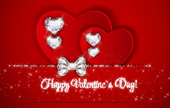 Картинка сердце, блеск, бриллианты, red, love, бант, heart, romantic, Valentine's Day, Happy, diamonds, Design by Marika