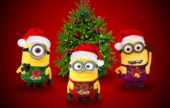 Картинка Новый Год, Рождество, Санта, Christmas, Xmas, миньоны, cute, santa, minion, Design by Marika