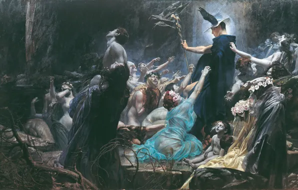 Картинка Painting, The Souls of Acheron, Adolf Hirémy-Hirschl, 3564x2097