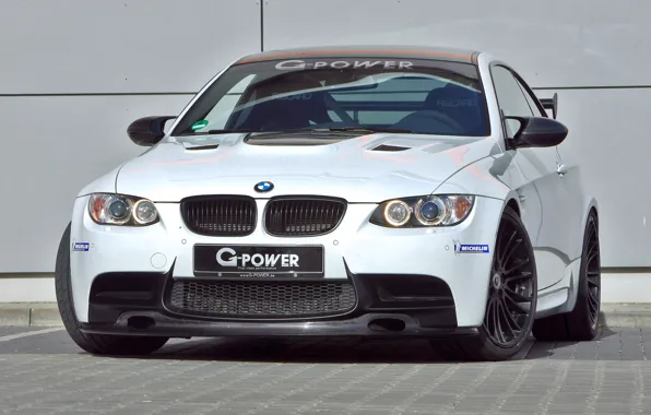 Картинка белый, стена, бмв, BMW, wall, white, g-power, e92