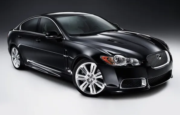 Картинка чёрный, Jaguar, автомобиль, седан