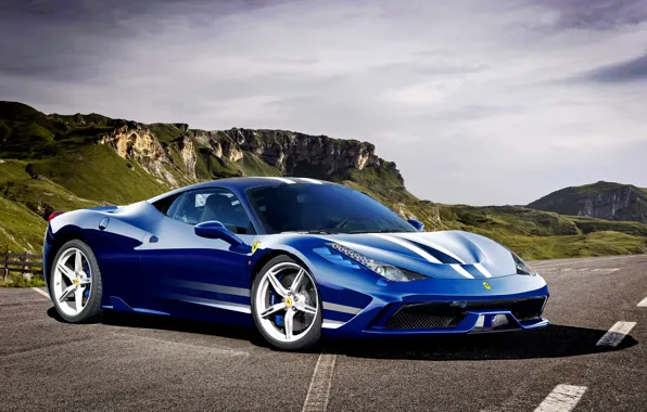 Картинка фары, тюнинг, суперкар, Italia, передний бампер, Ferrari 458 Speciale, широкая сине-белая полоса, аэродинамический, крылышки на …
