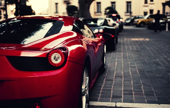 Картинка красный, черный, veyron, Ferrari, red, bugatti, supercar, феррари, бугатти, 458, italia, blue, италия, вейрон