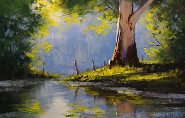Картинка Рисунок, Арт, River Eucalyptus Tree, Artsaus