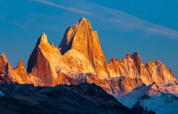Картинка пейзаж, горы, вершины, солнечно, Анды, Патагония, обои от lolita777