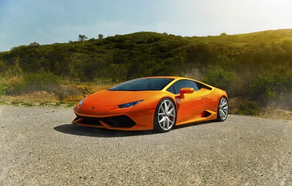 Картинка Lamborghini, Orange, Front, Sun, Diamond, Supercars, Edition, Exotic, Huracan, LP640-4
