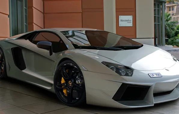 Картинка машина, авто, белая, Lamborghini Aventador
