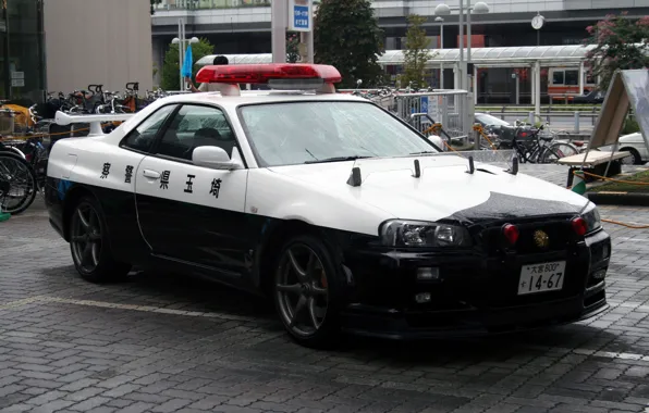 Картинка Skyline, префектура Сайтама, японская полиция, GTR R34, BNR 34