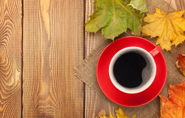 Картинка осень, кофе, чашка, клён, autumn, leaves, cup, coffee, fall, осенние листья, maple