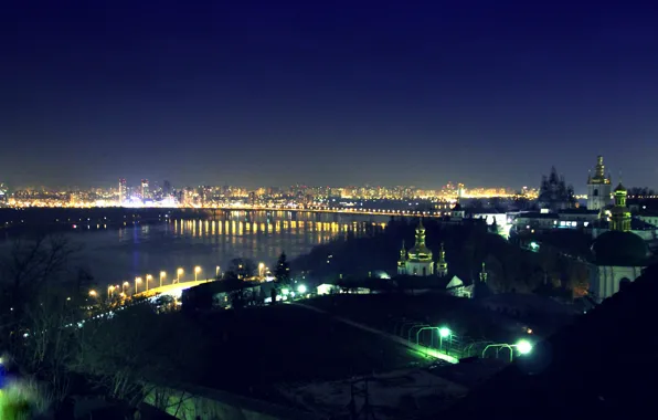 Картинка ночь, город, днепр, киев