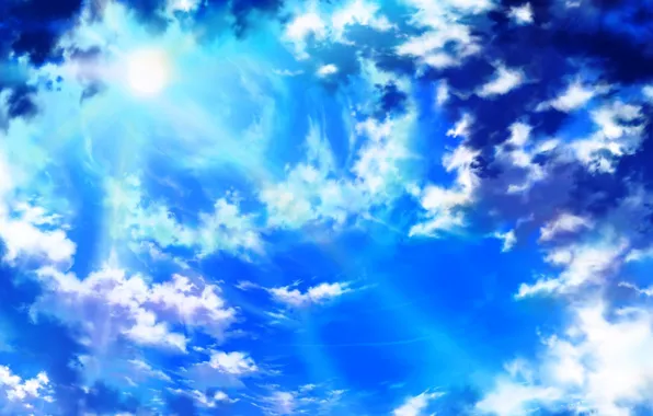Картинка небо, солнце, облака, природа, арт, iy tujiki