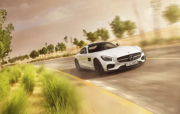 Картинка Mercedes-Benz, Speed, AMG, White, Road, Supercar, GT