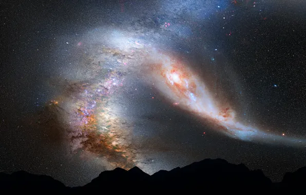 Картинка галактика, Млечный Путь, Андромеда, слияние, M31