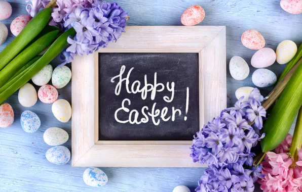 Картинка весна, Пасха, happy, Easter, гиацинты, Eggs, Hyacinths