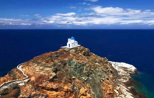Картинка море, Греция, церковь, остров Сифнос