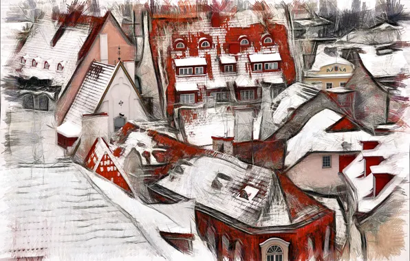Картинка город, дома, крыши, Tallinn
