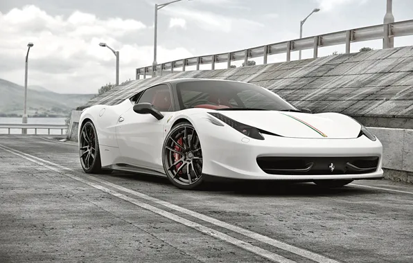 Картинка Феррари, Белая, Ferrari, 458, Front, Перед, White, Italia, Supercar